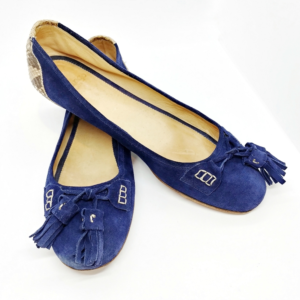 Arfango Suede & Snakeskin Ballet Flats sz 39-1/2